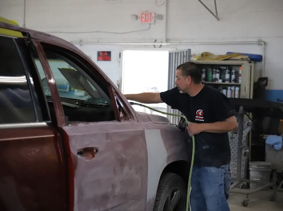 Collision repair paint preparation at Best Class Auto Body Las Vegas